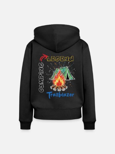 Camping Legend Trailblazer Abenteuer - Frauen Premium Bio Zip Hoodie - Schwarz