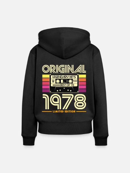 Kassetten-Retro-Ausgabe 1978 - Frauen Premium Bio Zip Hoodie - Schwarz