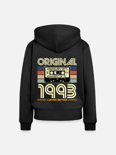 Originale Retro-Hits von 1993 - Frauen Premium Bio Zip Hoodie - Schwarz