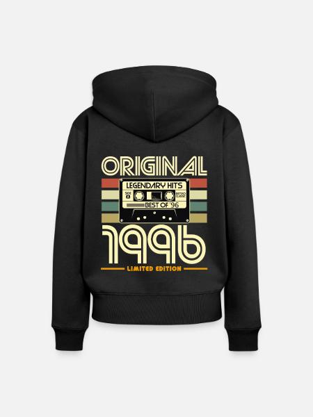 Originale Nostalgia-Kassette von 1996 - Frauen Premium Bio Zip Hoodie - Schwarz