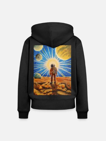 Astronaut auf Mars - Frauen Premium Bio Zip Hoodie - Schwarz