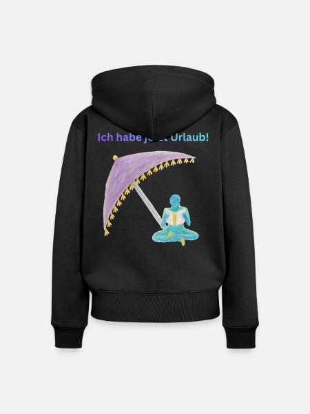 Urlaubsträume unter Zeltschirm - Frauen Premium Bio Zip Hoodie - Schwarz