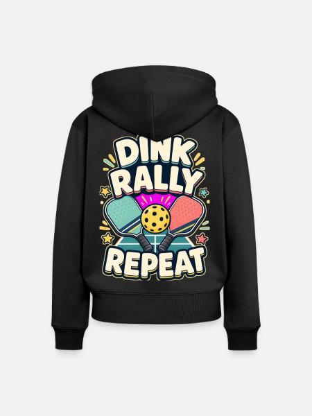 DINK RALLY REPEAT Nickerchen - Frauen Premium Bio Zip Hoodie - Schwarz