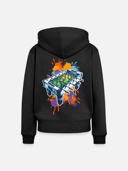 Tischkicker Tischfußball - Frauen Premium Bio Zip Hoodie - Schwarz