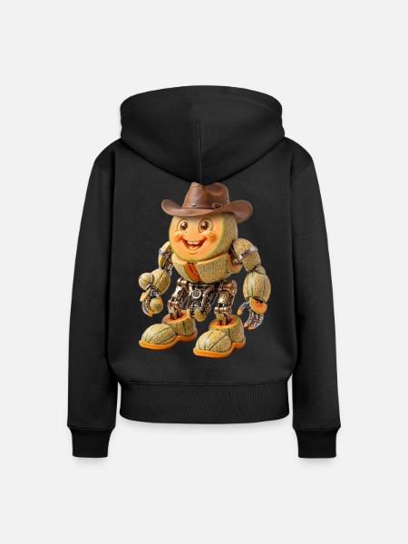 Melon Ranger: Steampunk-Cowboy-Bot - Frauen Premium Bio Zip Hoodie - Schwarz