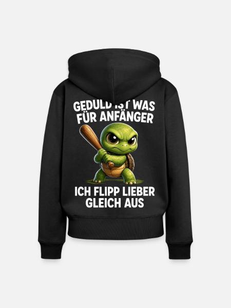 Aggressiv Schildkröte mit Baseballschläger - Frauen Premium Bio Zip Hoodie - Schwarz