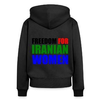 Freedom for iranian women - Frauen Premium Bio Zip Hoodie - Schwarz - Hinten - Julia (174cm)
