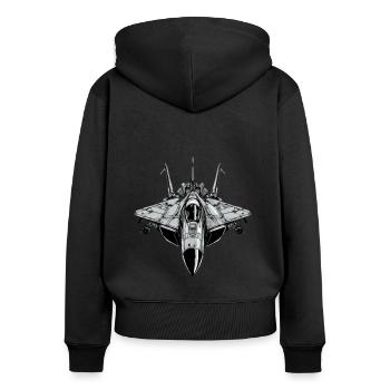 Schnelles Griffon-Flugzeug - Frauen Premium Bio Zip Hoodie - Schwarz - Hinten - Julia (174cm)
