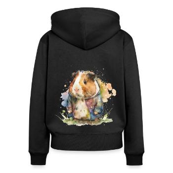 cobayes portant une veste watercolor - Sweat à capuche zippé Premium bio Femme - noir - Dos - Julia (174cm)