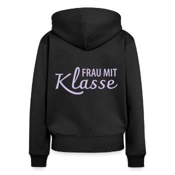 Frau Klasse Lehrerin - Frauen Premium Bio Zip Hoodie - Schwarz - Hinten - Julia (174cm)
