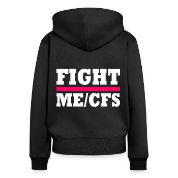 Me/cfs - fight me/cfs - Frauen Premium Bio Zip Hoodie - Schwarz - Hinten - Julia (174cm)