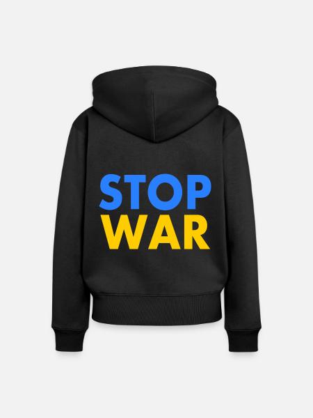 Stop war - Frauen Premium Bio Zip Hoodie - Schwarz