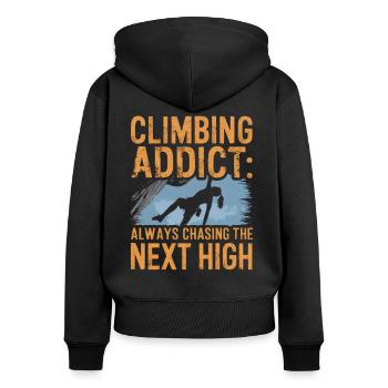 Klettern Freeclimbing felsklettern für Frauen - Frauen Premium Bio Zip Hoodie - Schwarz - Hinten - Julia (174cm)