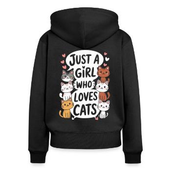 Dicton de chats mignons pour les femmes et les filles - Sweat à capuche zippé Premium bio Femme - noir - Dos - Julia (174cm)