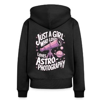 Astrofotografie Teleskop Astronomie Mädchen Frauen - Frauen Premium Bio Zip Hoodie - Schwarz - Hinten - Julia (174cm)
