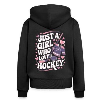 Eishockey Frauen Eishockey Mädchen - Frauen Premium Bio Zip Hoodie - Schwarz - Hinten - Julia (174cm)