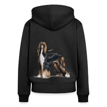 Afghan Hounds Rule Afghan Hound Tazi Dog - Women's Premium Organic Zip Hoodie - black - Back - Julia (174cm)
