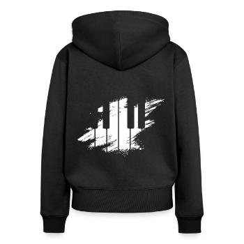 Klavier Pianist Funny Keyboard Tie - Frauen Premium Bio Zip Hoodie - Schwarz - Hinten - Julia (174cm)