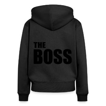 The boss - Sweat à capuche zippé Premium bio Femme - noir - Dos - Julia (174cm)