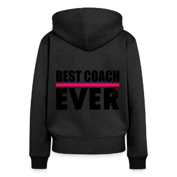 Best coach ever - Sweat à capuche zippé Premium bio Femme - noir - Dos - Julia (174cm)