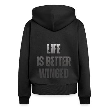 Wing Foil Wingsurf Foil Wing - Sweat à capuche zippé Premium bio Femme - noir - Dos - Julia (174cm)