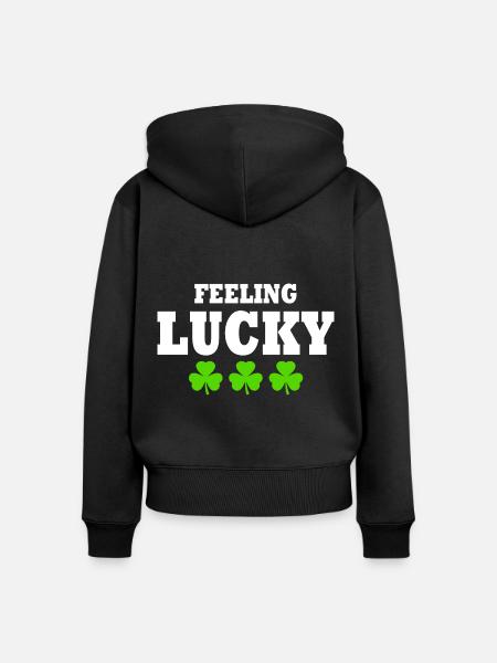feeling lucky - Frauen Premium Bio Zip Hoodie - Schwarz