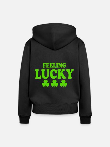 feeling lucky - Frauen Premium Bio Zip Hoodie - Schwarz