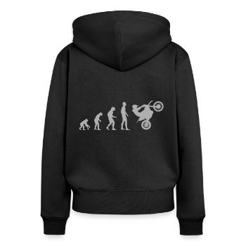 Dirtbike Evolution Clean Grau - Frauen Premium Bio Zip Hoodie - Schwarz - Hinten - Julia (174cm)