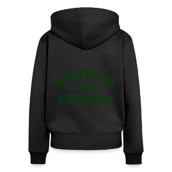 Lustiger landwirtschaftlicher Bauer in Ausbildung - Frauen Premium Bio Zip Hoodie - Schwarz - Hinten - Julia (174cm)