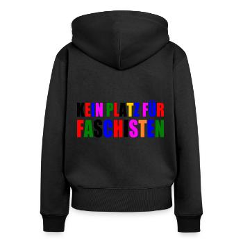 No place for fascists - Women's Premium Organic Zip Hoodie - black - Back - Julia (174cm)