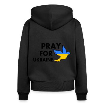 Pray for ukraine - Frauen Premium Bio Zip Hoodie - Schwarz - Hinten - Julia (174cm)