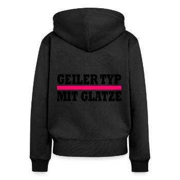 geiler typ mit glatze - Frauen Premium Bio Zip Hoodie - Schwarz - Hinten - Julia (174cm)