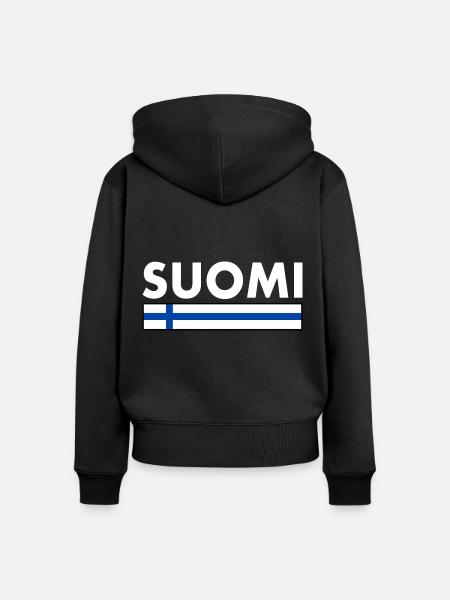 Suomi - Frauen Premium Bio Zip Hoodie - Schwarz