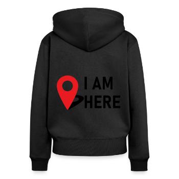 I am here - Women's Premium Organic Zip Hoodie - black - Back - Julia (174cm)