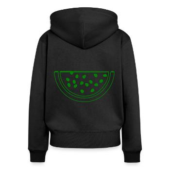Wassermelone - Frauen Premium Bio Zip Hoodie - Schwarz - Hinten - Julia (174cm)