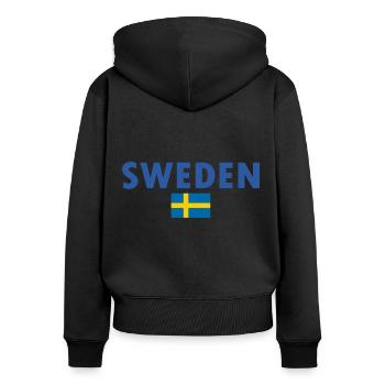 Sweden - Women's Premium Organic Zip Hoodie - black - Back - Julia (174cm)