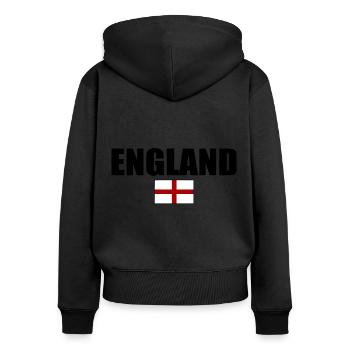 angleterre - Sweat à capuche zippé Premium bio Femme - noir - Dos - Julia (174cm)