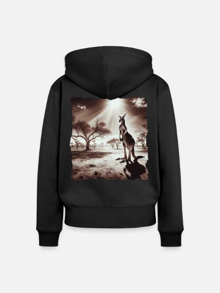 Känguru Kangaroo - Frauen Premium Bio Zip Hoodie - Schwarz