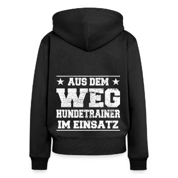 Aus dem Weg Hundetrainer im Einsatz Design - Frauen Premium Bio Zip Hoodie - Schwarz - Hinten - Julia (174cm)