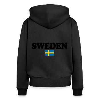 Sweden - Women's Premium Organic Zip Hoodie - black - Back - Julia (174cm)