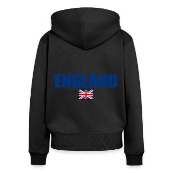 angleterre - Sweat à capuche zippé Premium bio Femme - noir - Dos - Julia (174cm)