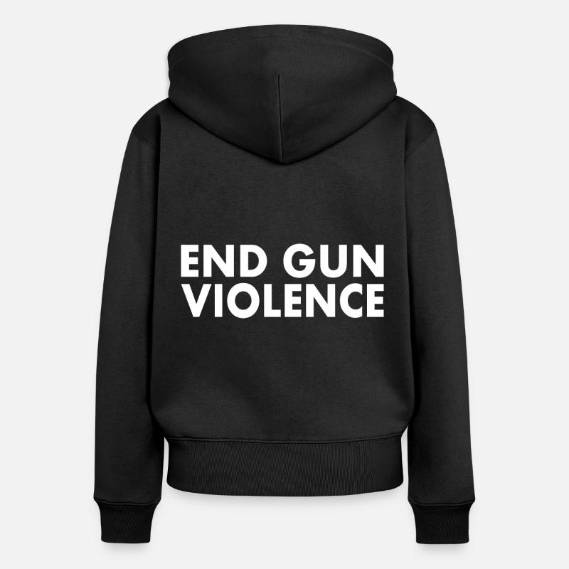 End gun violence - Sweat à capuche zippé Premium bio Femme - noir