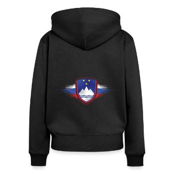 Slowenien - Frauen Premium Bio Zip Hoodie - Schwarz - Hinten - Julia (174cm)