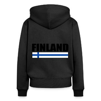 Finlande - Sweat à capuche zippé Premium bio Femme - noir - Dos - Julia (174cm)
