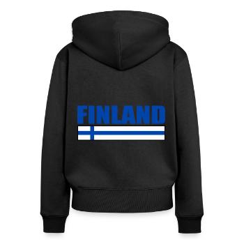 Finnland - Frauen Premium Bio Zip Hoodie - Schwarz - Hinten - Julia (174cm)