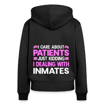 Une infirmière correctionnelle s’occupe des cadeaux des détenus - Sweat à capuche zippé Premium bio Femme - noir - Dos - Julia (174cm)
