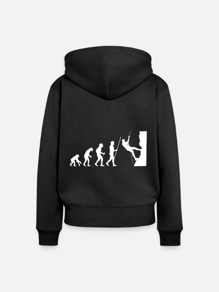 Klettern Evolution - Frauen Premium Bio Zip Hoodie - Schwarz