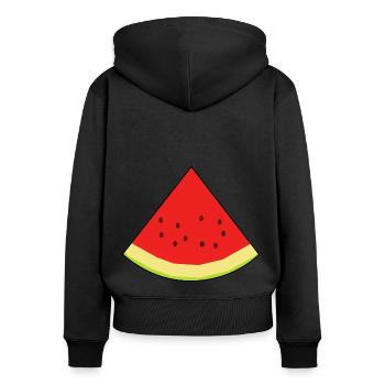melon, fruits, fruits, été, rafraîchissement, alimentaire, bio - Sweat à capuche zippé Premium bio Femme - noir - Dos - Julia (174cm)