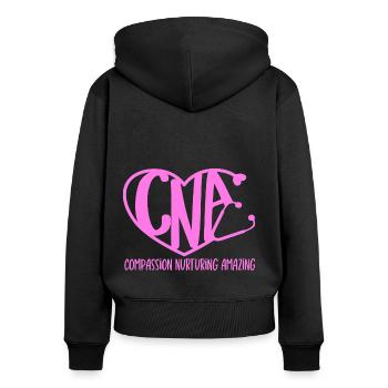 CNA Nursing Quotes Funny Nurse Lovers Cute CNA - Women's Premium Organic Zip Hoodie - black - Back - Julia (174cm)