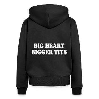 big heart bigger tits - Frauen Premium Bio Zip Hoodie - Schwarz - Hinten - Julia (174cm)
